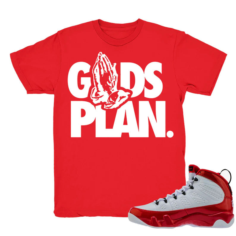Drake Gods Plan - Retro 9 Gym Red 2019 Match Red Tee Shirts