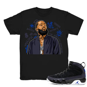 Nipsey Forever Fly - Retro 9 Racer Blue 2020 Match Black Tee Shirts