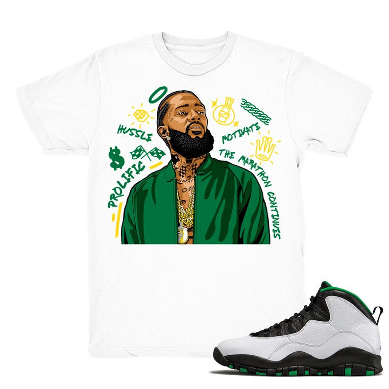 Seattle 10 Nipsey Forever Fly - Retro 10 Seattle 2019 Match White Tee Shirts