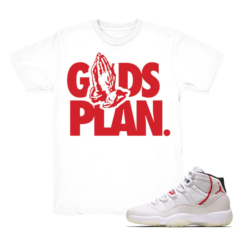 Drake Gods Plan - Retro 11 Platinum Tint Match White Tee Shirts