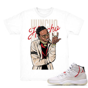 Huncho - Retro 11 Platinum Tint Match White Tee Shirts