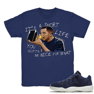 Drake Nice for What - Retro 11 Low Re2pect Jeter Match Navy Tee Shirts