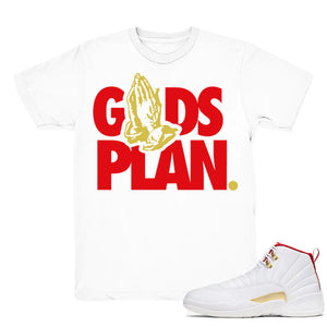 Drake Gods Plan - Retro 12 Fiba XII 2019 Match White Tee Shirts