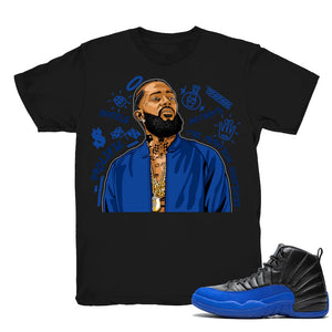 Nipsey Forever Fly - Retro 12 Game Royal 2019 Match Black Tee Shirts