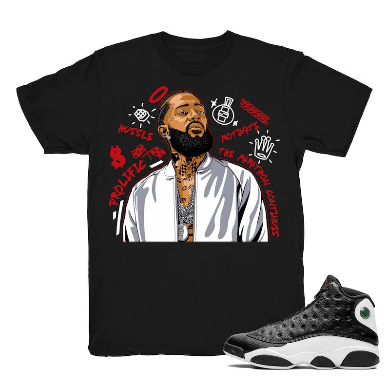 Nipsey Forever Fly - Retro 13 He Got Game 2020 Match Black Tee Shirts