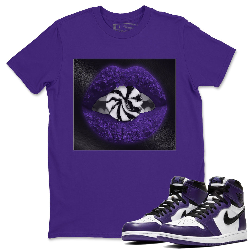Lips Candy Match Purple Tee Shirts | Court Purple