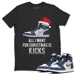 All I Want For Christmas Is Kicks Match Black Tee Shirts | Midnight Navy