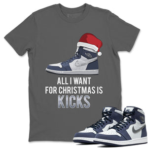 All I Want For Christmas Is Kicks Match Cool Grey Tee Shirts | Midnight Navy