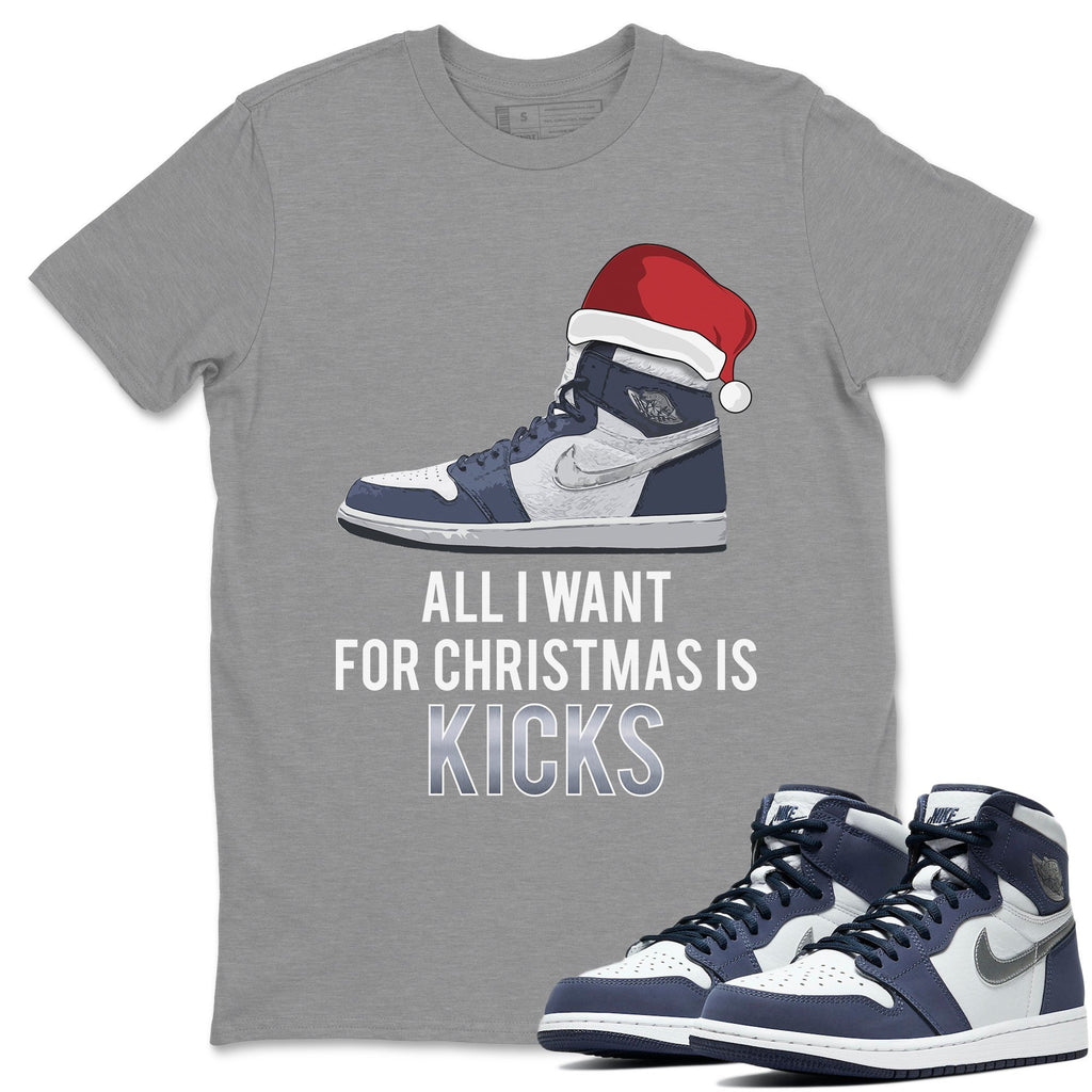 All I Want For Christmas Is Kicks Match Heather Grey Tee Shirts | Midnight Navy
