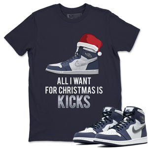 All I Want For Christmas Is Kicks Match Navy Tee Shirts | Midnight Navy