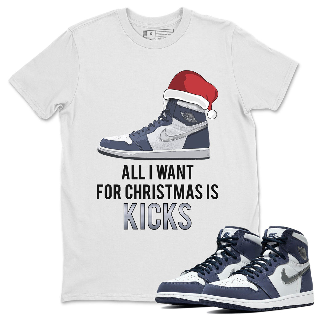 All I Want For Christmas Is Kicks Match White Tee Shirts | Midnight Navy