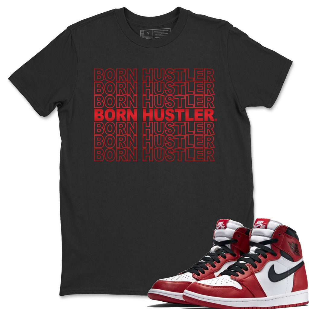 Born Hustler Match Black Tee Shirts | Varsity Red