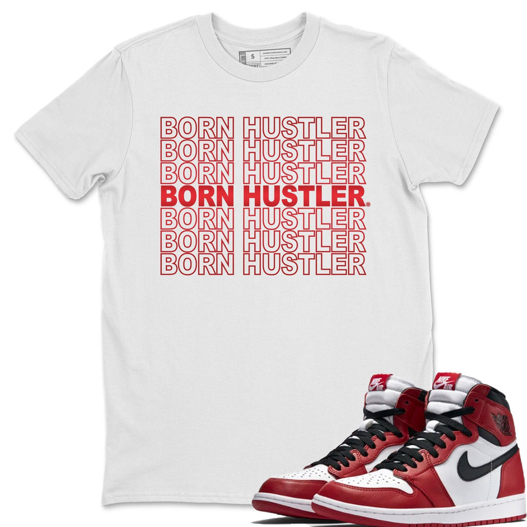 Born Hustler Match White Tee Shirts | Varsity Red