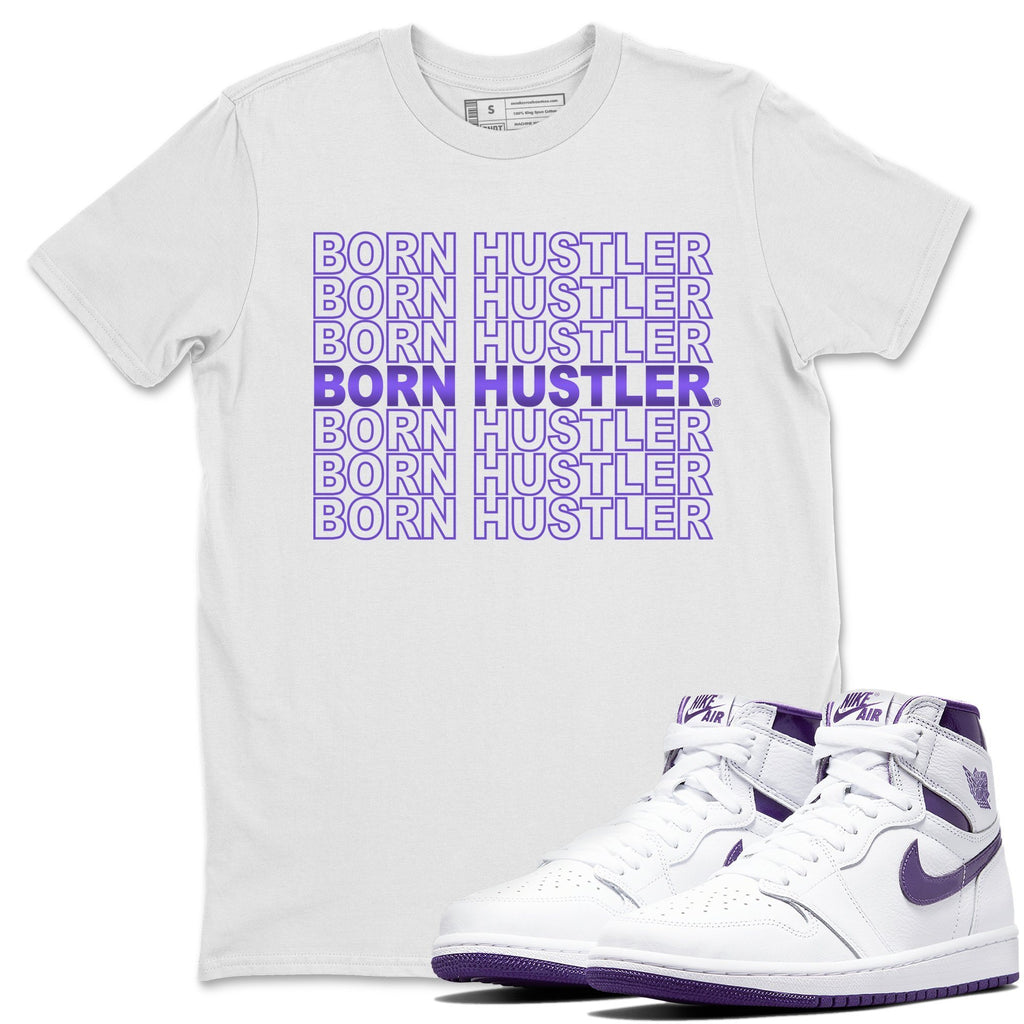 Born Hustler Match White Tee Shirts | WMNS Court Purple