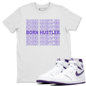 Born Hustler Match White Tee Shirts | WMNS Court Purple