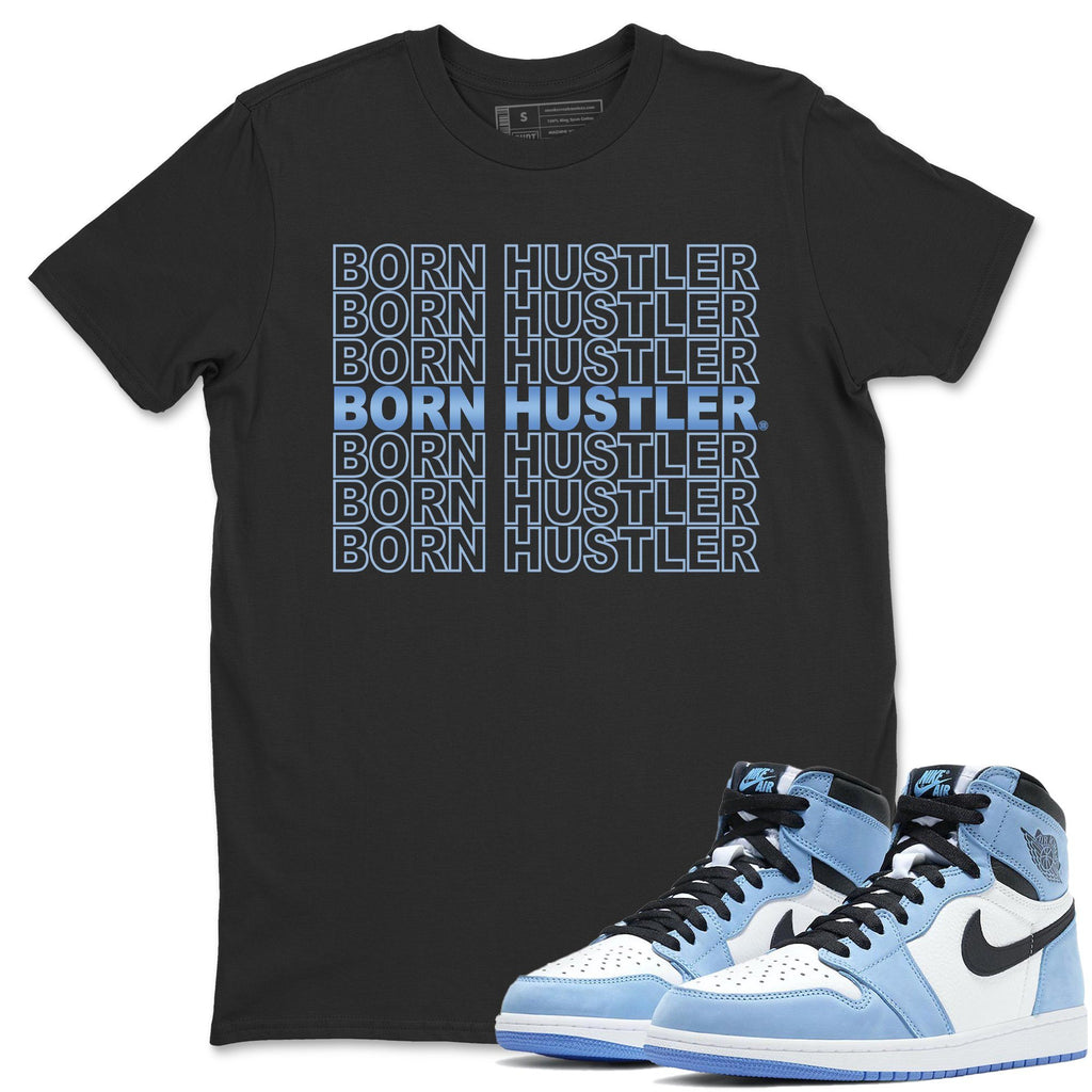 Born Hustler Match Black Tee Shirts | University Blue