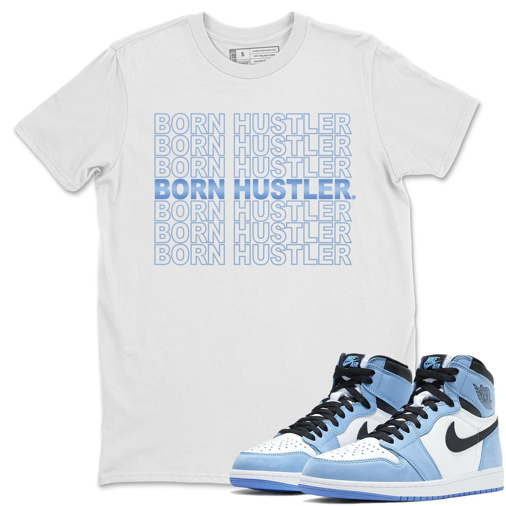 Born Hustler Match White Tee Shirts | University Blue