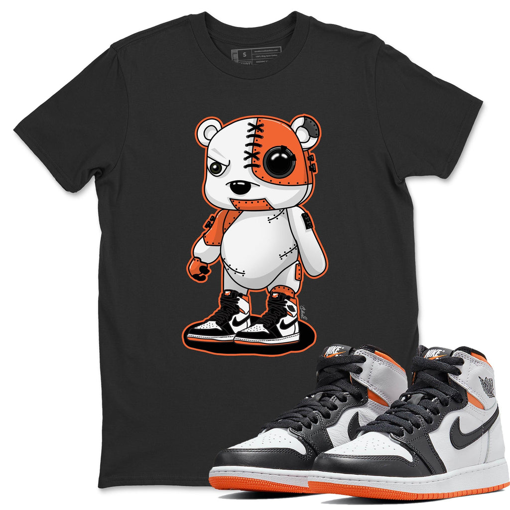 Cyborg Bear Match Black Tee Shirts | Electro Orange