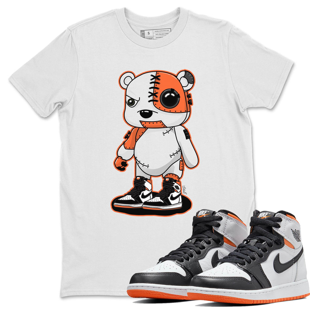Cyborg Bear Match White Tee Shirts | Electro Orange
