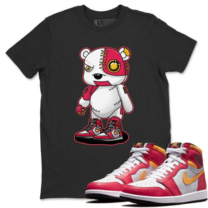 Cyborg Bear Match Black Tee Shirts | Light Fusion Red