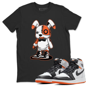 Cyborg Bunny Match Black Tee Shirts | Electro Orange