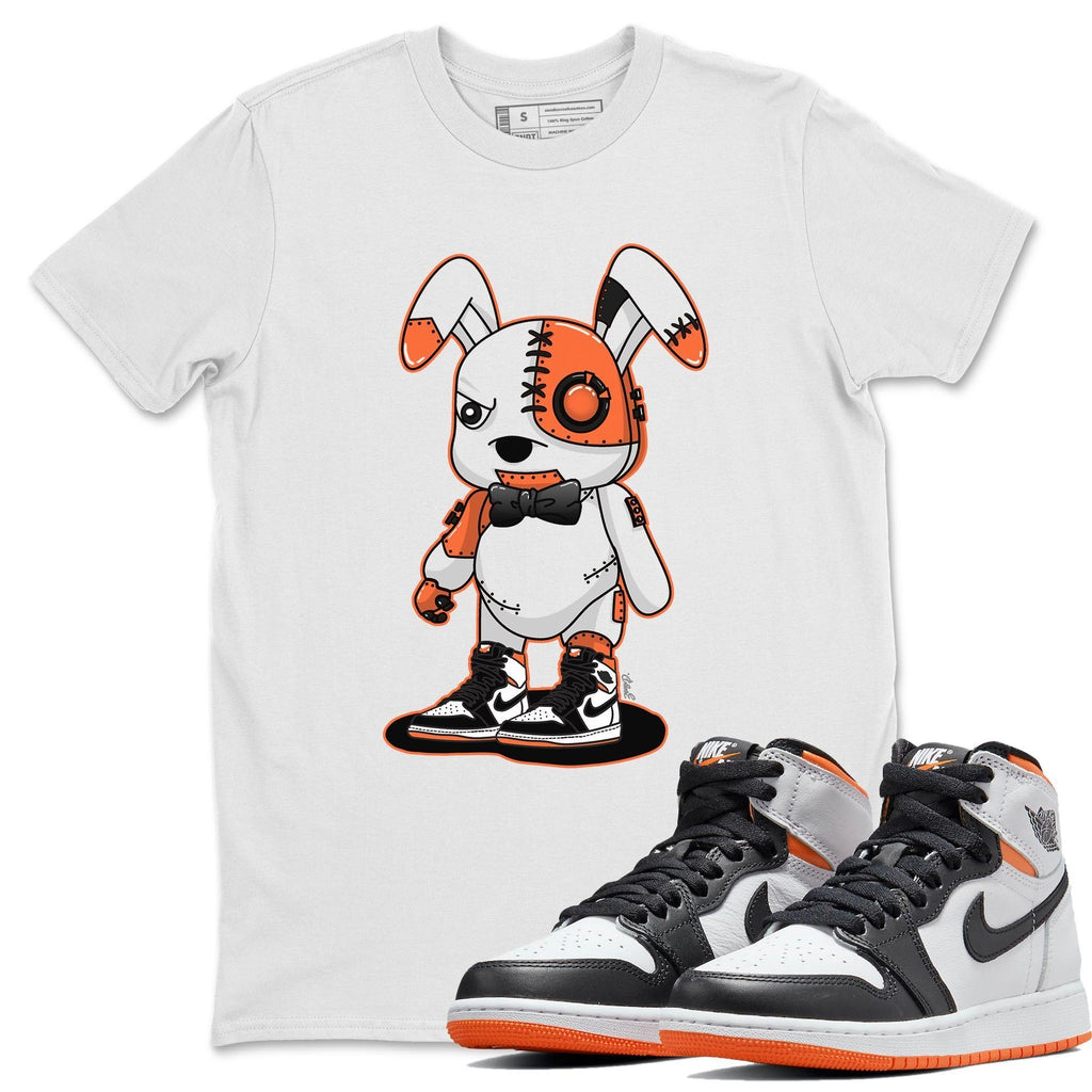 Cyborg Bunny Match White Tee Shirts | Electro Orange