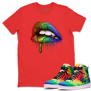 Dripping Lips Match Red Tee Shirts | J Balvin