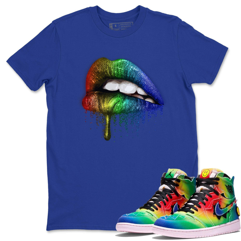 Dripping Lips Match Royal Blue Tee Shirts | J Balvin