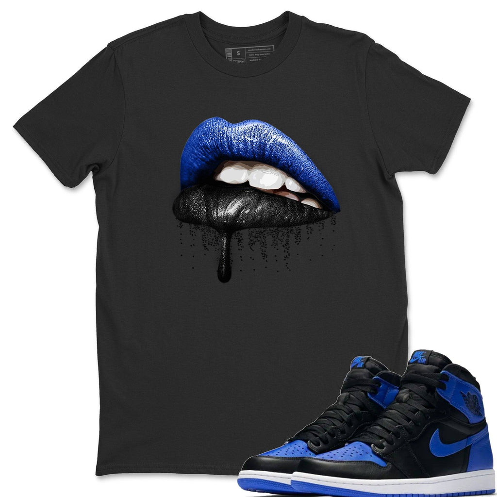 Dripping Lips Match Black Tee Shirts | Royal Black