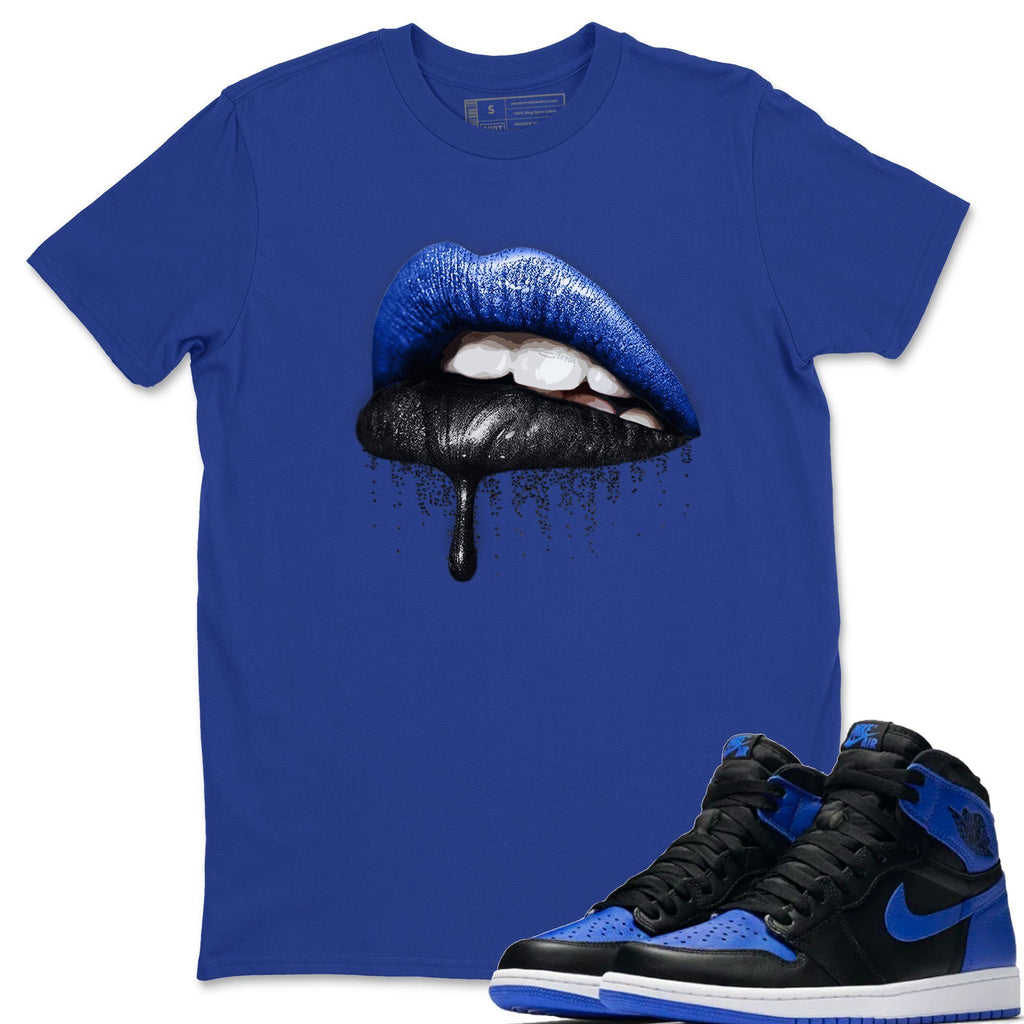 Dripping Lips Match Royal Blue Tee Shirts | Royal Black