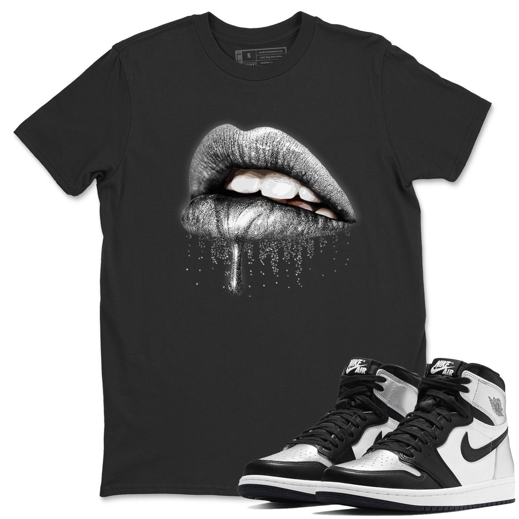 Dripping Lips Match Black Tee Shirts | Silver Toe