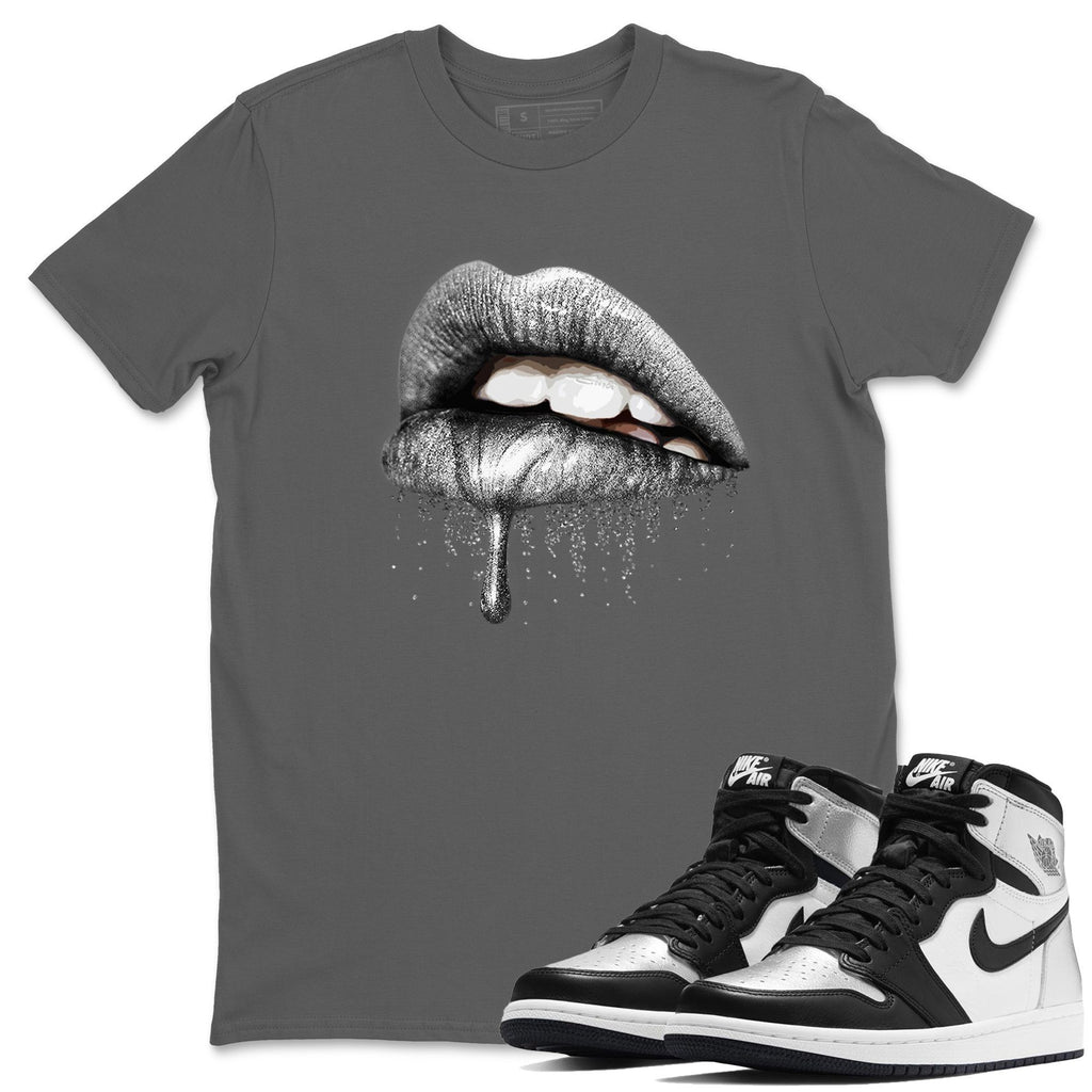 Dripping Lips Match Cool Grey Tee Shirts | Silver Toe