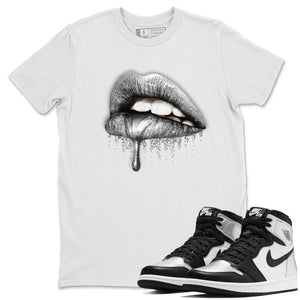 Dripping Lips Match White Tee Shirts | Silver Toe