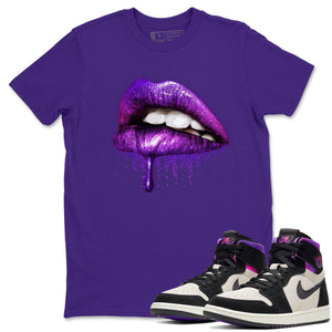 Dripping Lips Match Purple Tee Shirts | Zoom Comfort Psg