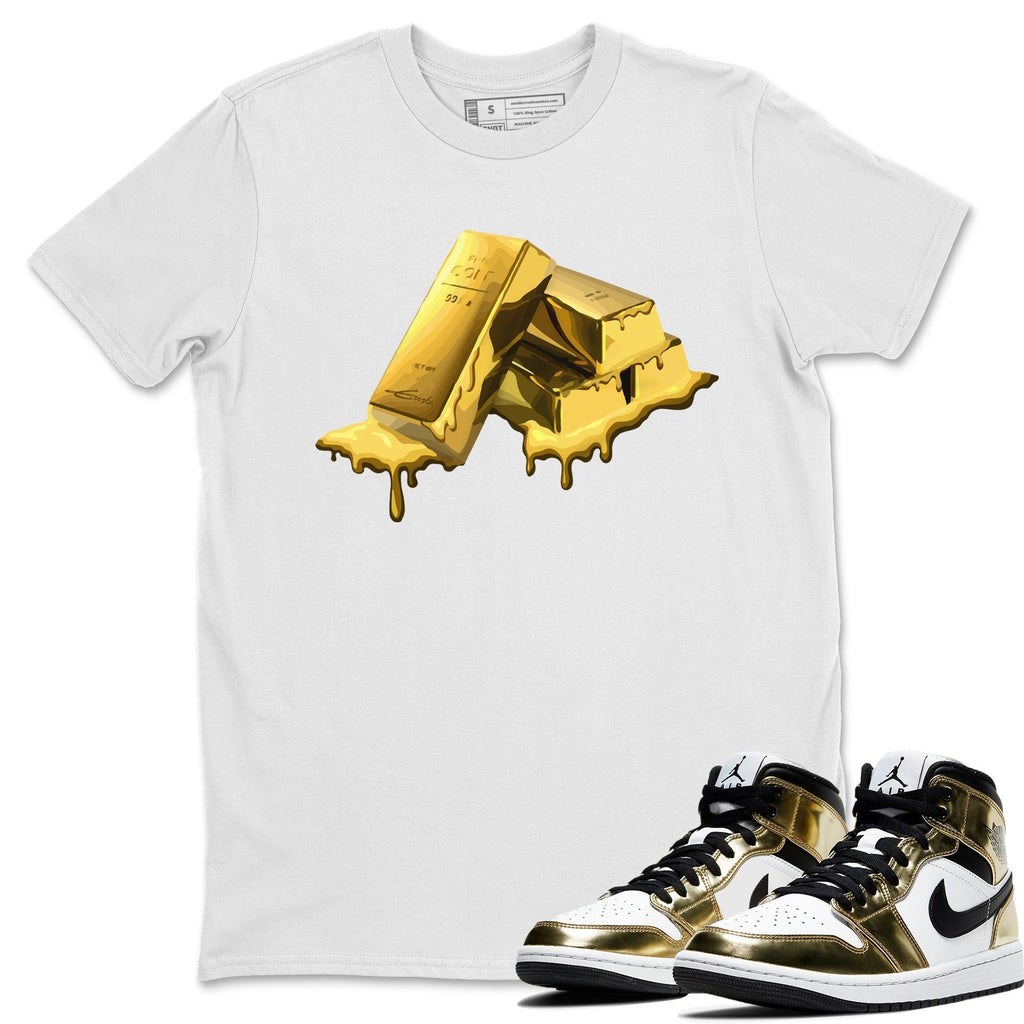 Gold Bar Match White Tee Shirts | Metallic Gold