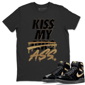 Kiss My Ass Match Black Tee Shirts | Black Metallic Gold