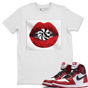 Lips Candy Match White Tee Shirts | Varsity Red