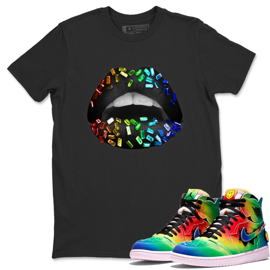 Lips Jewel Match Black Tee Shirts | J Balvin