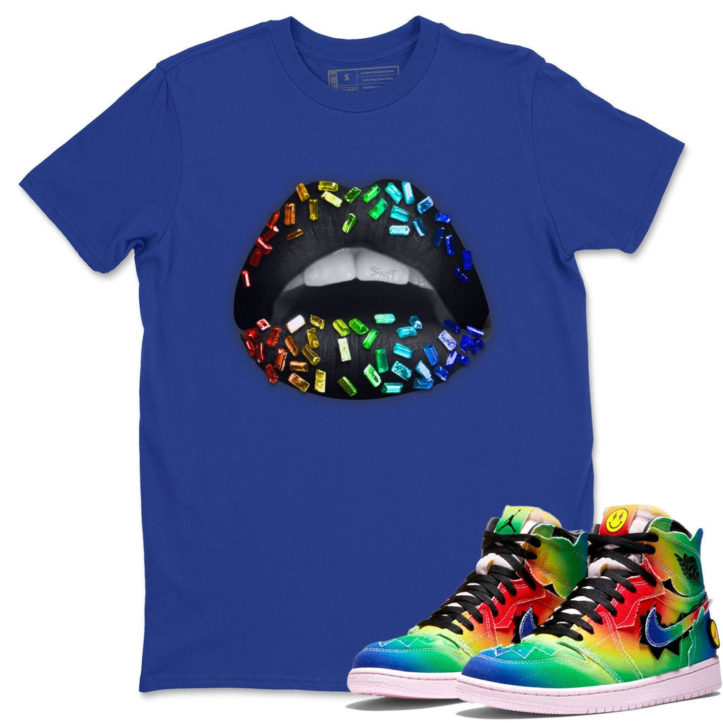 Lips Jewel Match Royal Blue Tee Shirts | J Balvin