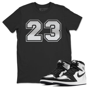Number 23 Match Black Tee Shirts | Silver Toe