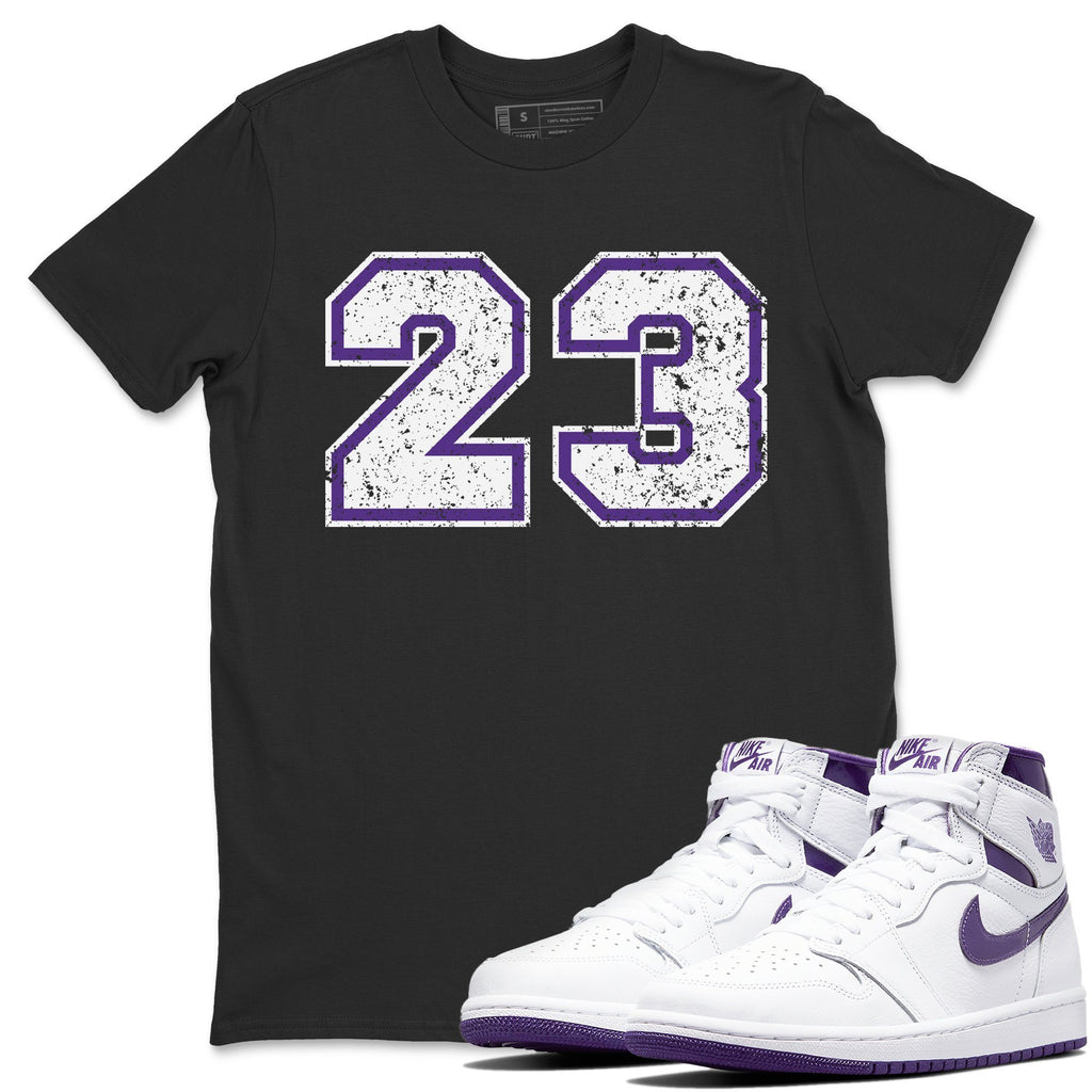 Number 23 Match Black Tee Shirts | WMNS Court Purple