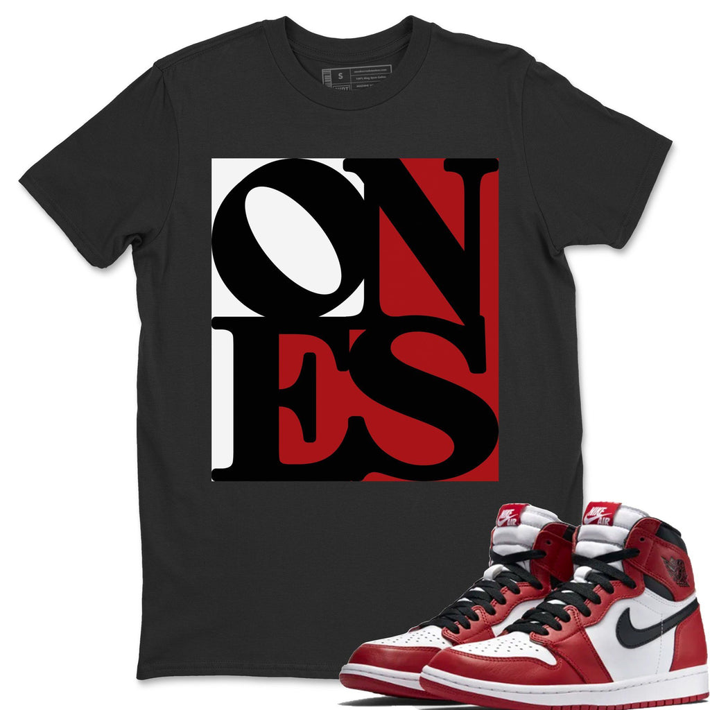 Ones Match Black Tee Shirts | Varsity Red