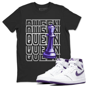 Queen Match Black Tee Shirts | WMNS Court Purple