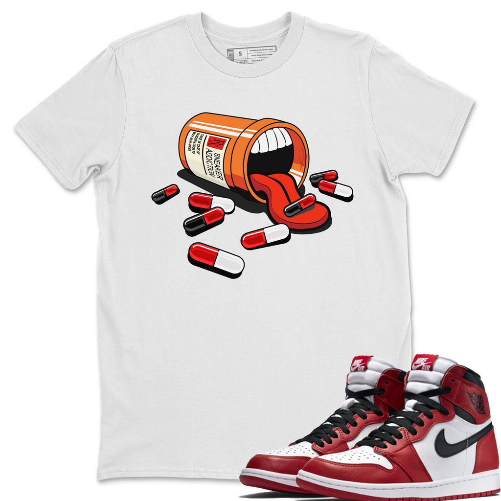 Sneaker Addiction Match White Tee Shirts | Varsity Red