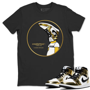 Sneakerhead Match Black Tee Shirts | Metallic Gold