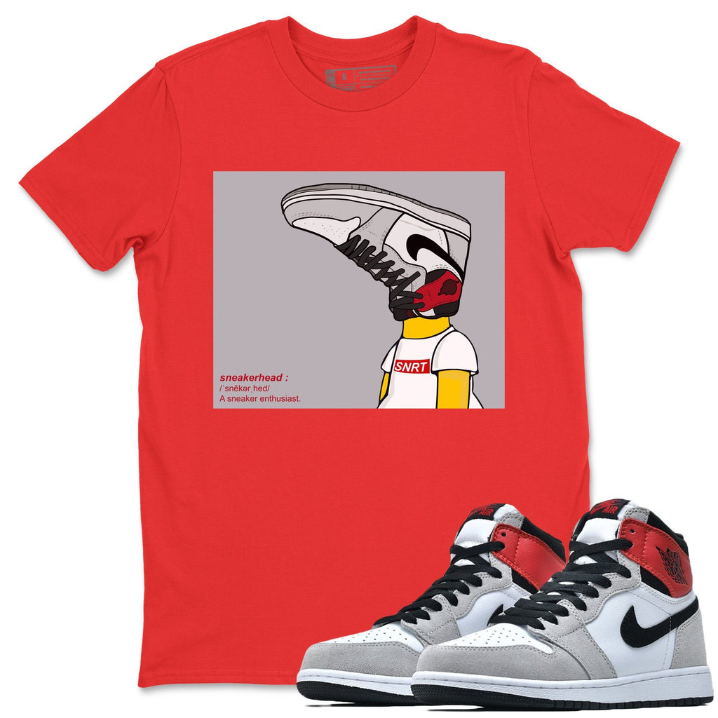 Sneakerhead Match Red Tee Shirts | Smoke Grey