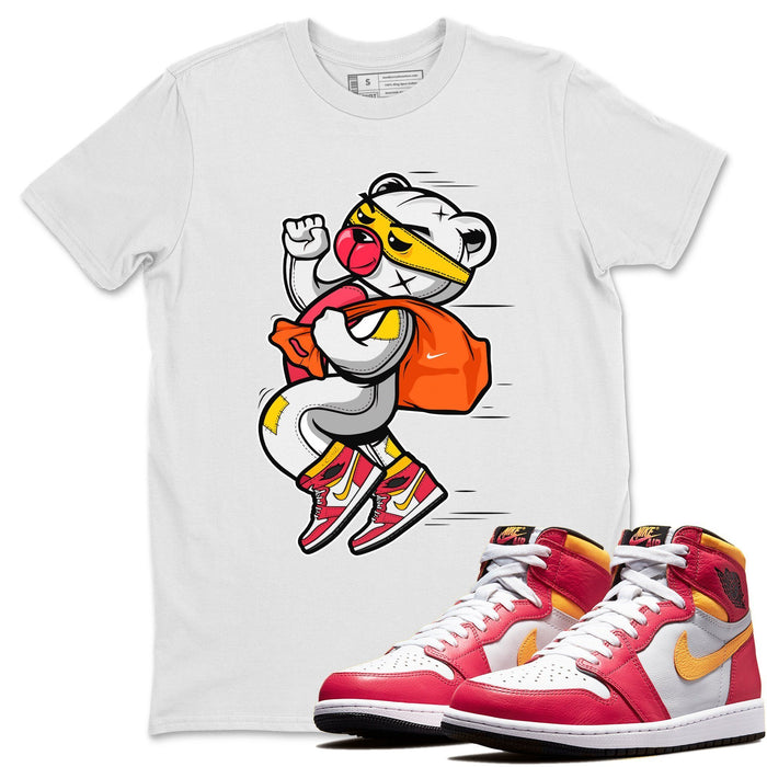 Thief Bear Match White Tee Shirts | Light Fusion Red