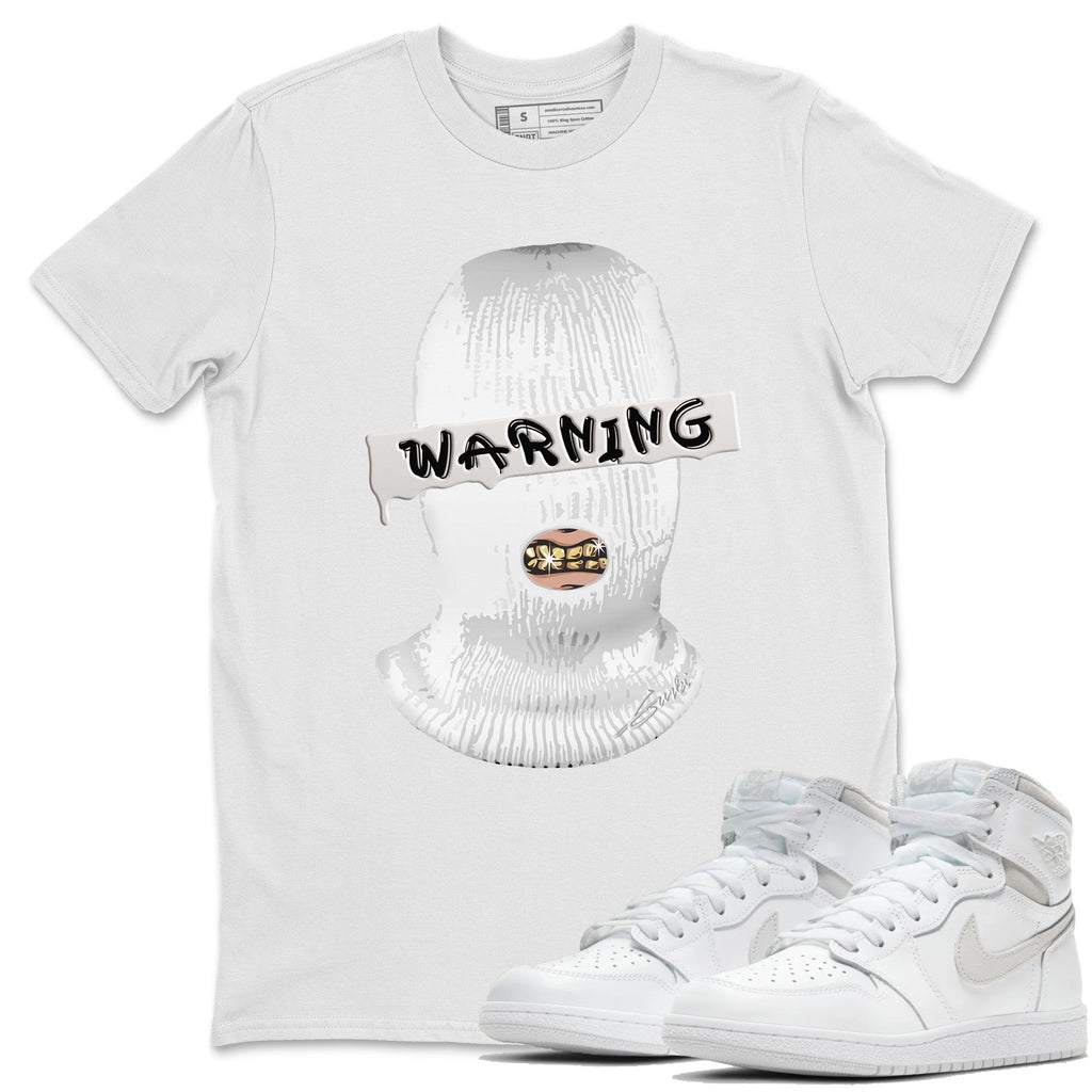 Warning Match White Tee Shirts | Neutral Grey