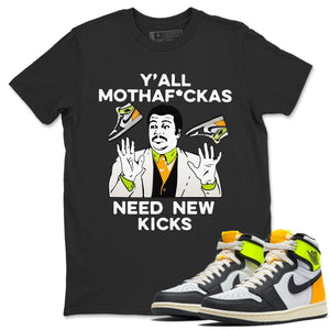 Y'all Need New Kicks Match Black Tee Shirts | Volt Gold