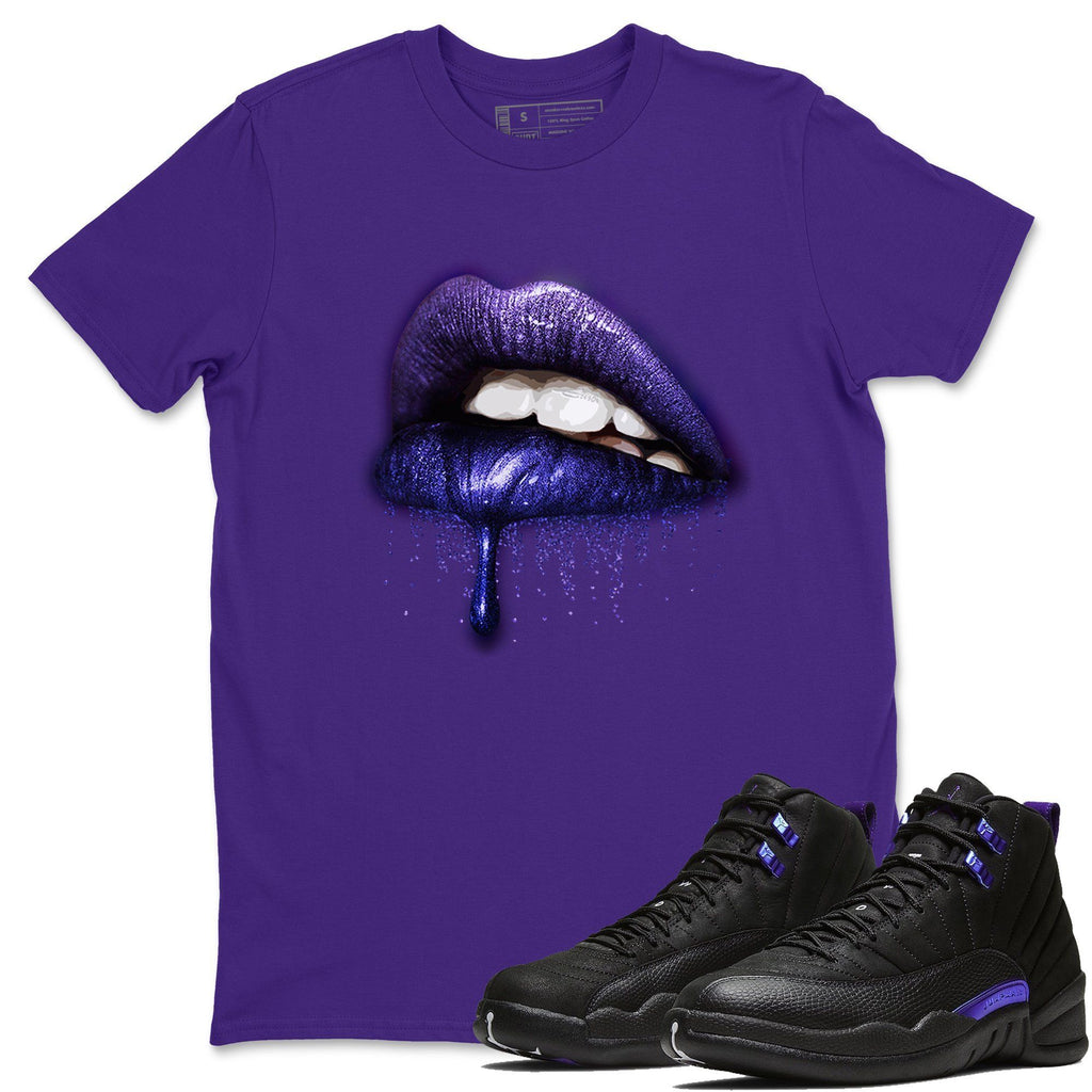 Dripping Lips Match Purple Tee Shirts | Dark Concord